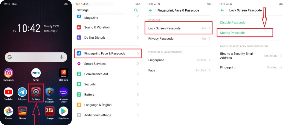 Realme Screen Lock step 1
