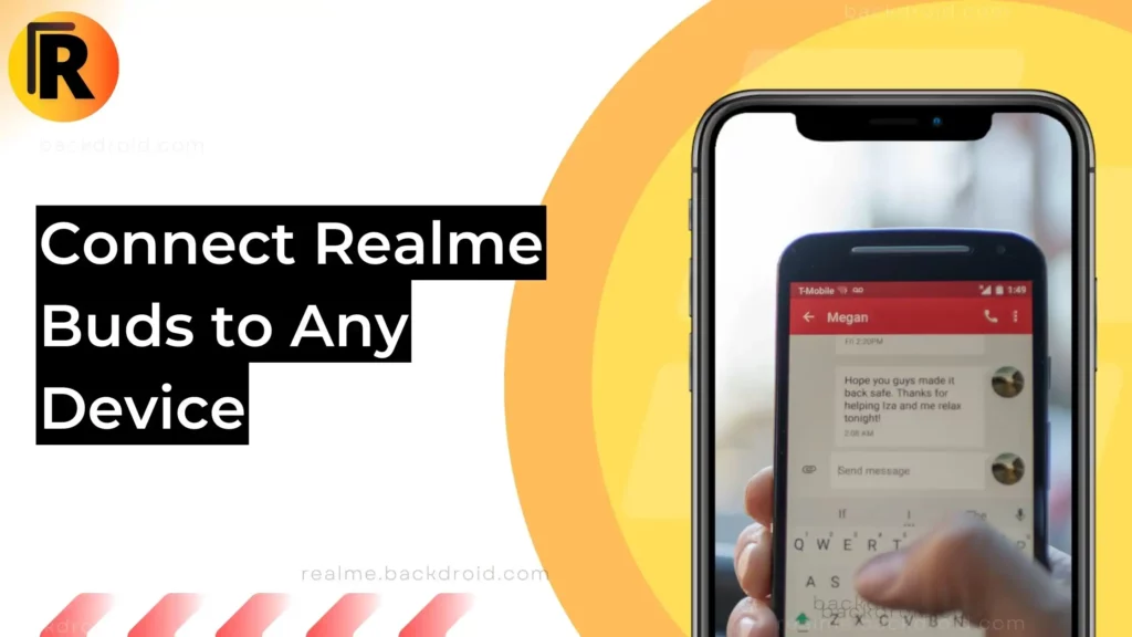 Connect to realme buds a image of using smartphone is shown in the right