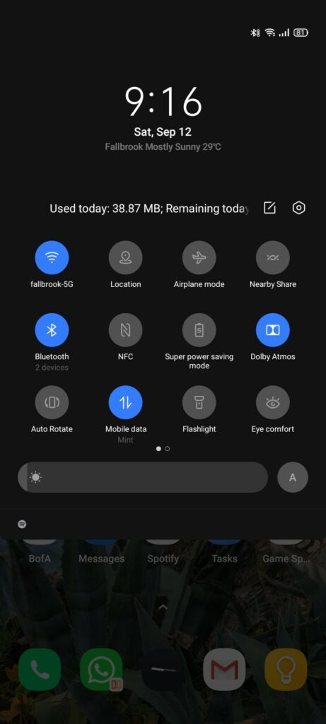 relame dark mode from quick pannel