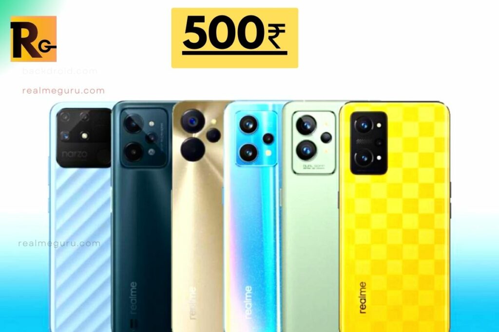 realme smartphones in line with overlay text 500INR