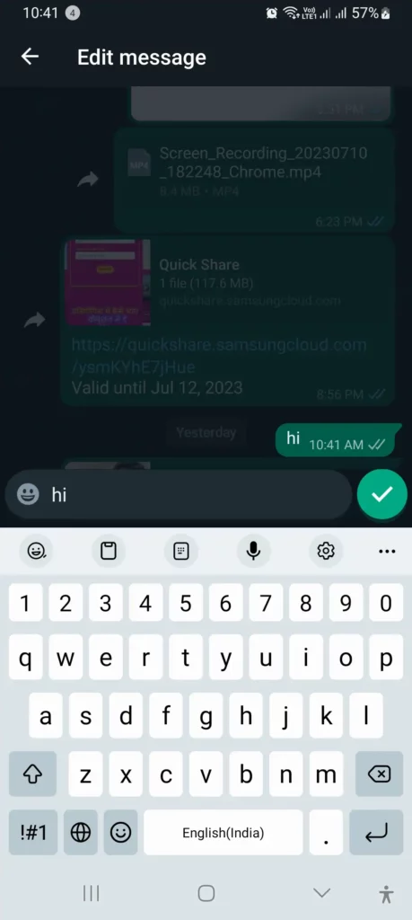 edited whatsapp texts on whatsapp
