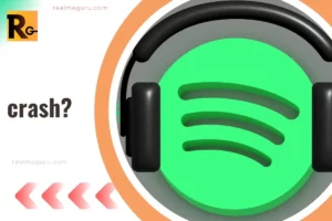 SPOTIFY icon wearing headphones with overlay text crashing