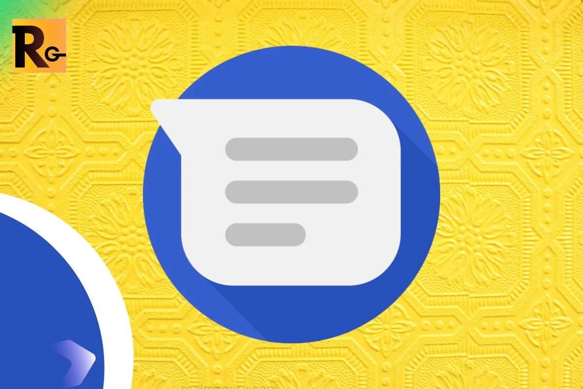 android messages app in yellow background