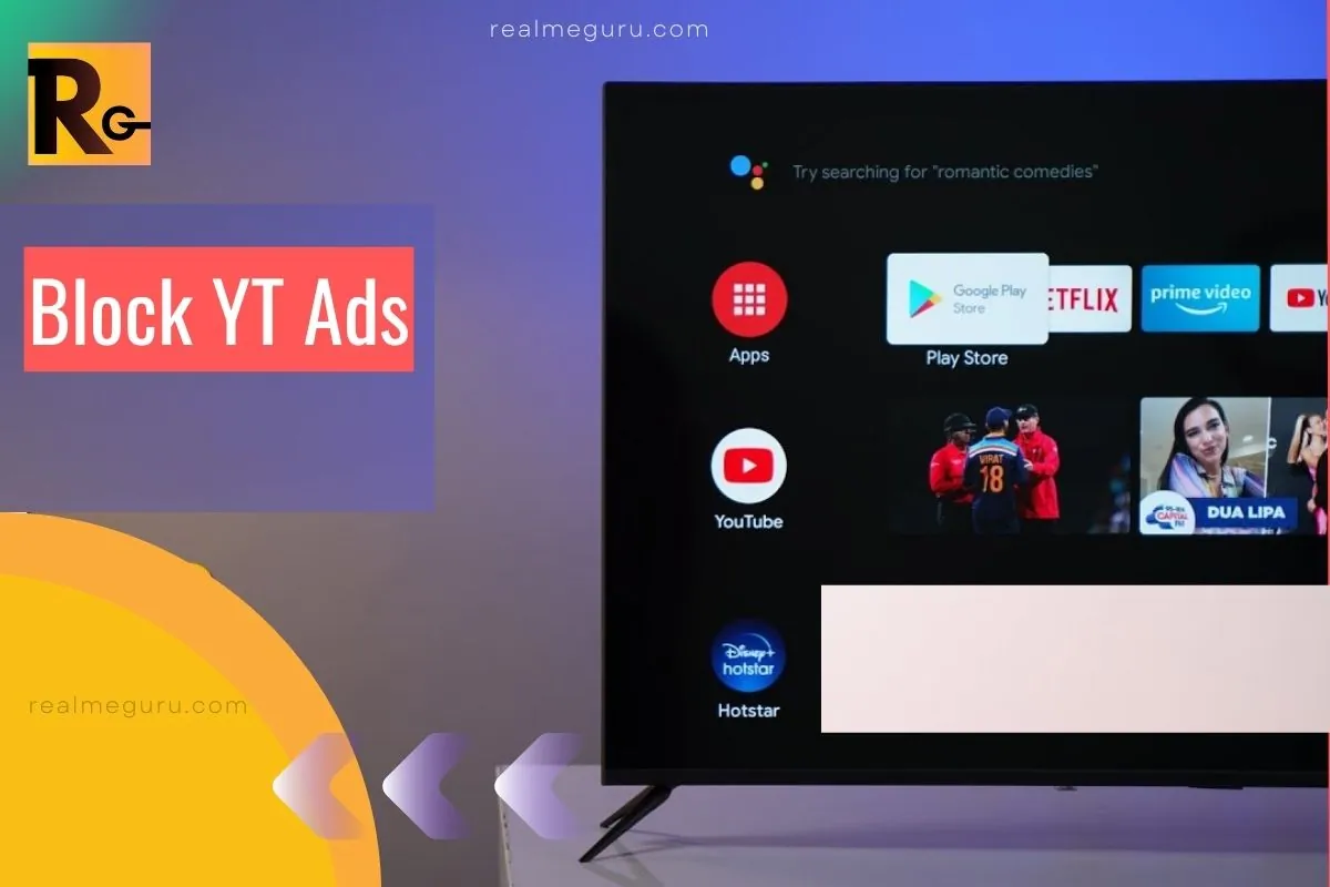 android tv with youtube app in image with overlay text block ads youtube android tv