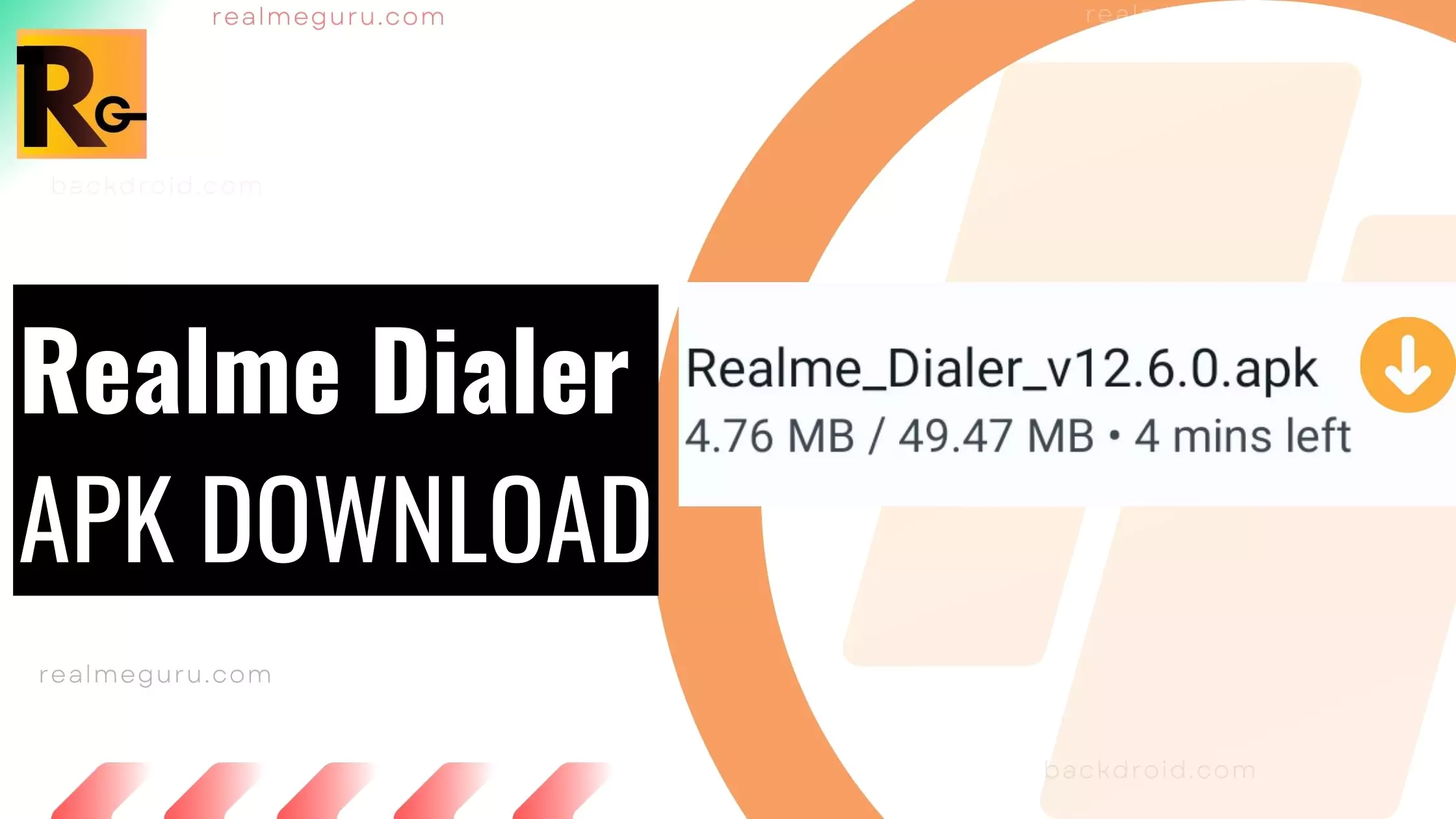 realme dialer app downloading with overlay text