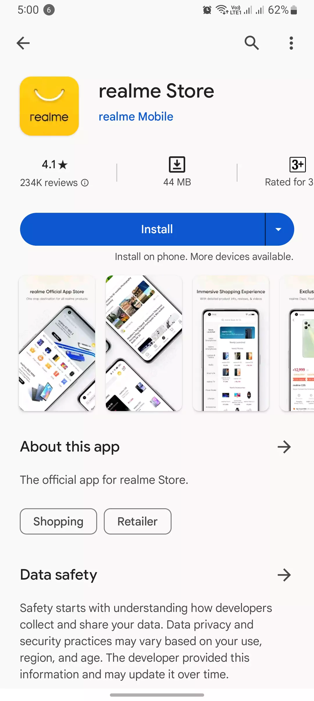 realme store app screenshot from google play