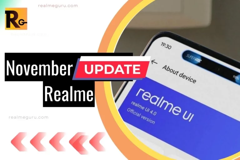 screenshot of realme ui updates with overlay text november update realme