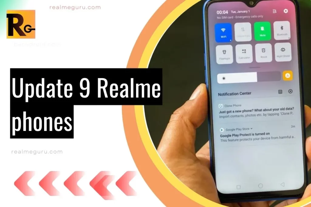 screenshot of realme update with overlay text